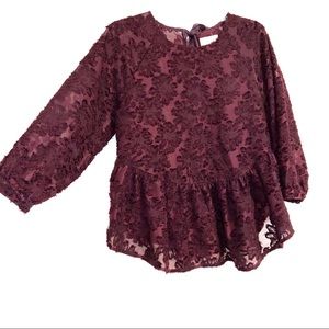 Altr’d state textured lace tie back blouse